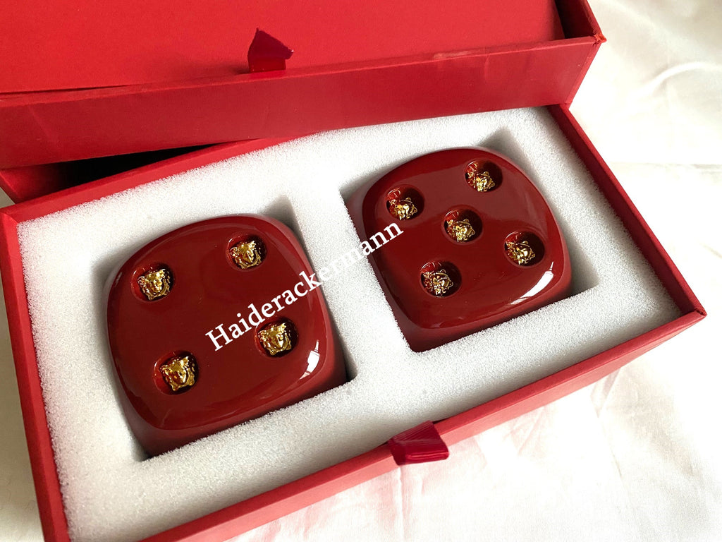 Versace 2023 Chinese New Year gold & red medusa large dice & envelope box set